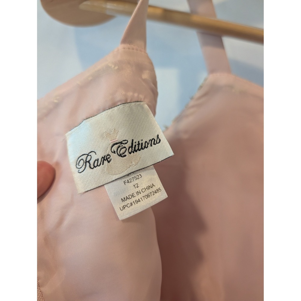 Rare Editions Girls Pink Gold Lace Tulle High Low Formal Dress Size 12 F427523 - Picture 5 of 6